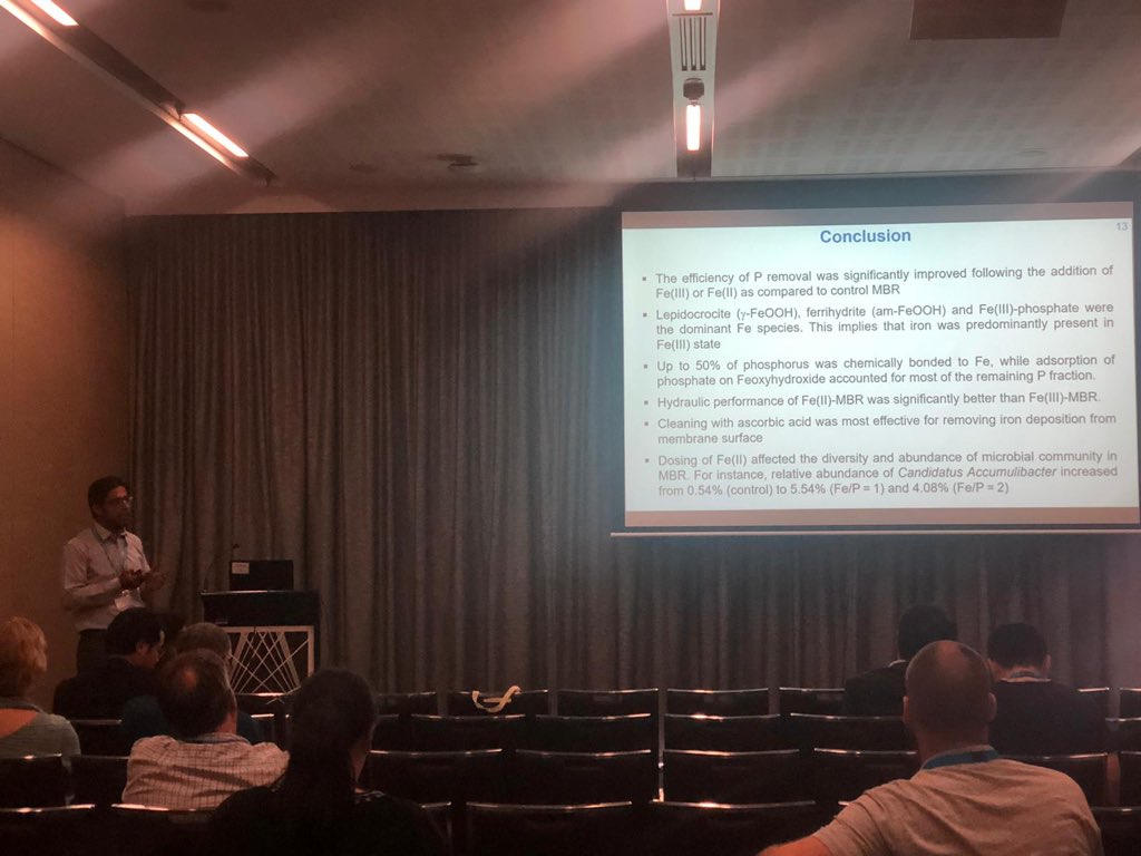 mbilalasif0's tweet photo. #IMSTEC2020. It was an absolute pleasure to present the performance of iron-dosed #MBR for nutrient removal and discussed membrane #fouling propensity and microbial diversity in #IMSTEC2020. https://t.co/ql8fk07I8m