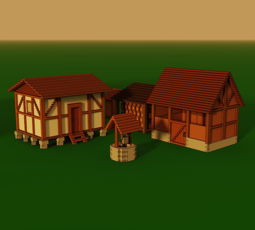 Ze Egg Basics For A Castle Well Granary Stable Firewood Shed And Privy 中世城の基本 井戸 倉庫 馬小屋 薪ラック そして厠 04 Magicavoxel Voxelart T Co Rphpkow561