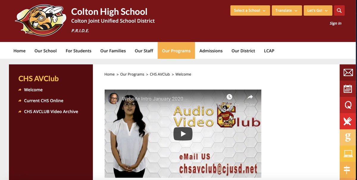 Our page on the Colton High School website is live! Check it out to see all our projects including CHS Online video announcements! <a href="/CHSJackets_/">Colton High School</a> <a href="/ColtonJUSD/">Colton Joint Unified</a> <a href="/CRYROP/">CRYROP</a> 
tinyurl.com/chsavclub