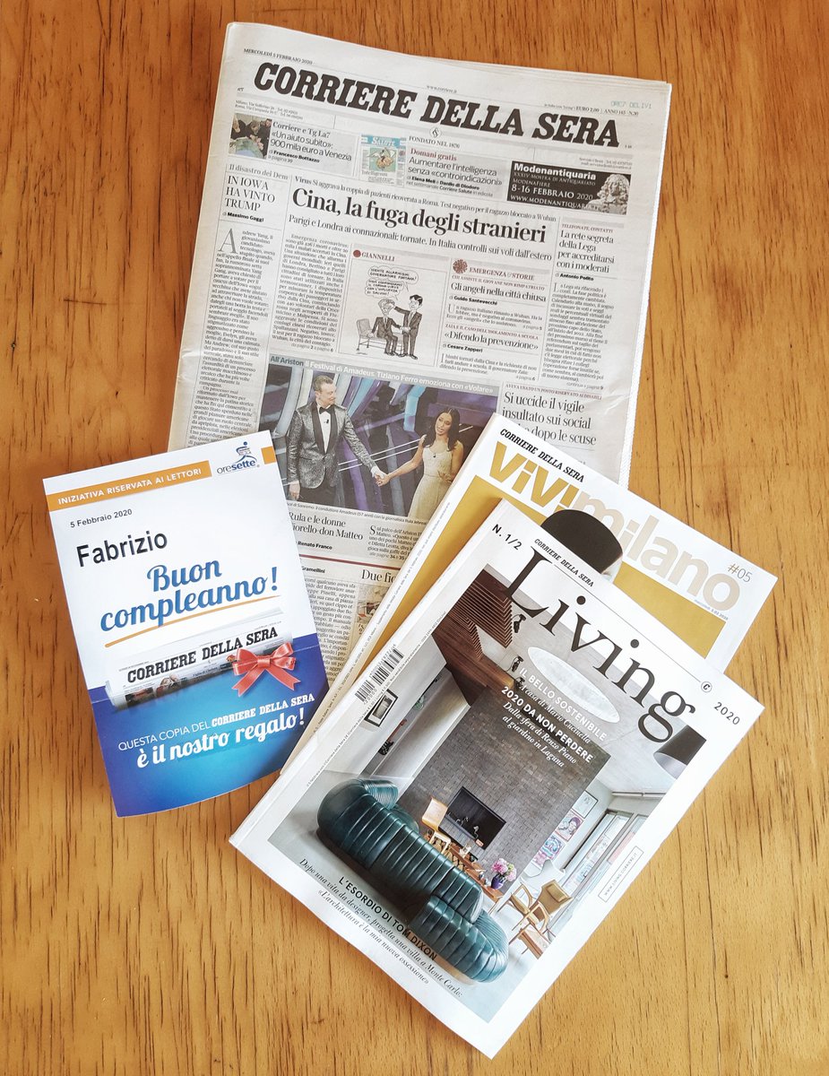 Faberfabri's tweet photo. L'unica informazione gratuita dovrebbe essere questa. Molte grazie @Corriere ! @vivimilano @LivingCorriere #oresette #informazionegratuita #compleanno #auguri https://t.co/MnTIddUS5R