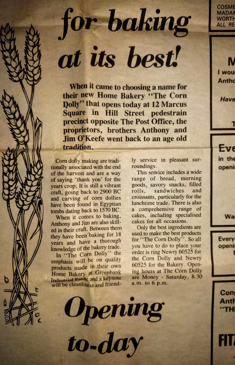 CornDollyFoods's tweet photo. Almost 30 years ago @newryreporter did a wonderful piece leading up to our opening day😃

This takes us back to a time where the future for the Corn Dolly was exciting but very unsure. However, through long hours, hard work and dedication, we're still here serving this community https://t.co/vzSUuBN5JX