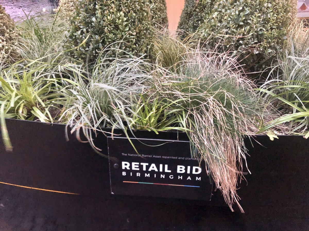 EdJMCooke's tweet photo. Simple & clever intervention by @retailbid making what is essentially an ugly & intimidating security barrier into something worthy of a photo (at least I thought so! 😂) - cleans up the air a bit too 👍 @RevoLatest #placemaking #sustainability #smallinterventions https://t.co/DK0fTE3sjs