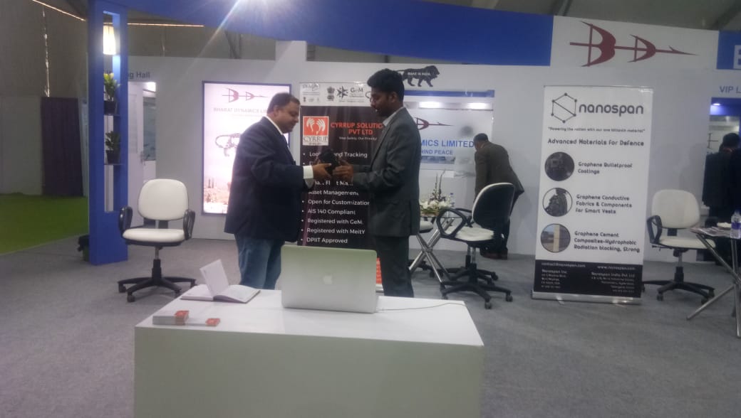 Gaurav Kumar, CEO/Founder - @cyrrup_iot representing #VehicleBlackBox at @DefExpoIndia 

#Cyrrup #VehicleTracking #DieselTheft #MakeinIndia #Startups #IoT