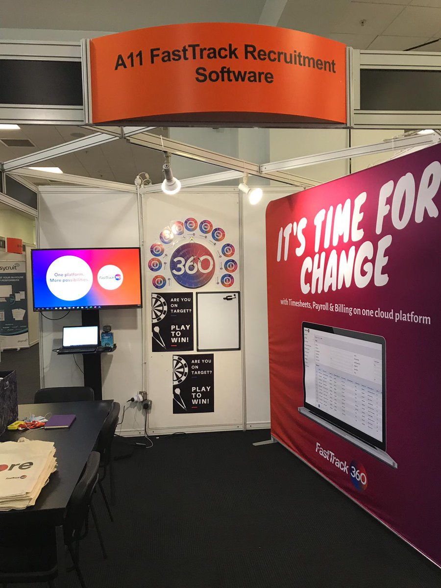 FastTrack_360's tweet photo. We're on for day 2 @recexpo! Are you ready to find out how you can set yourself up for success in 2020? Chat to us at Stand A11 today about the all in one recruitment & payroll platform, #FastTrack360, which will seriously change the way you work. https://t.co/RQJoY6aKDM