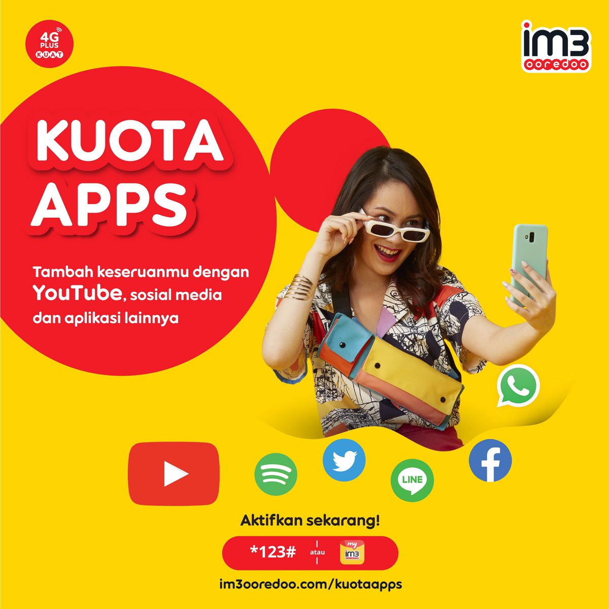 Sekarang kamu bisa menikmati kuota khusus aplikasi populer sehari-hari seperti streaming, social media dan transportasi. Dengan Extra Apps, kamu tetap bisa internetan sesuai kebutuhanmu.⁣
⁣
Aktifkan sekarang di *123# atau melalui aplikasi myIM3!