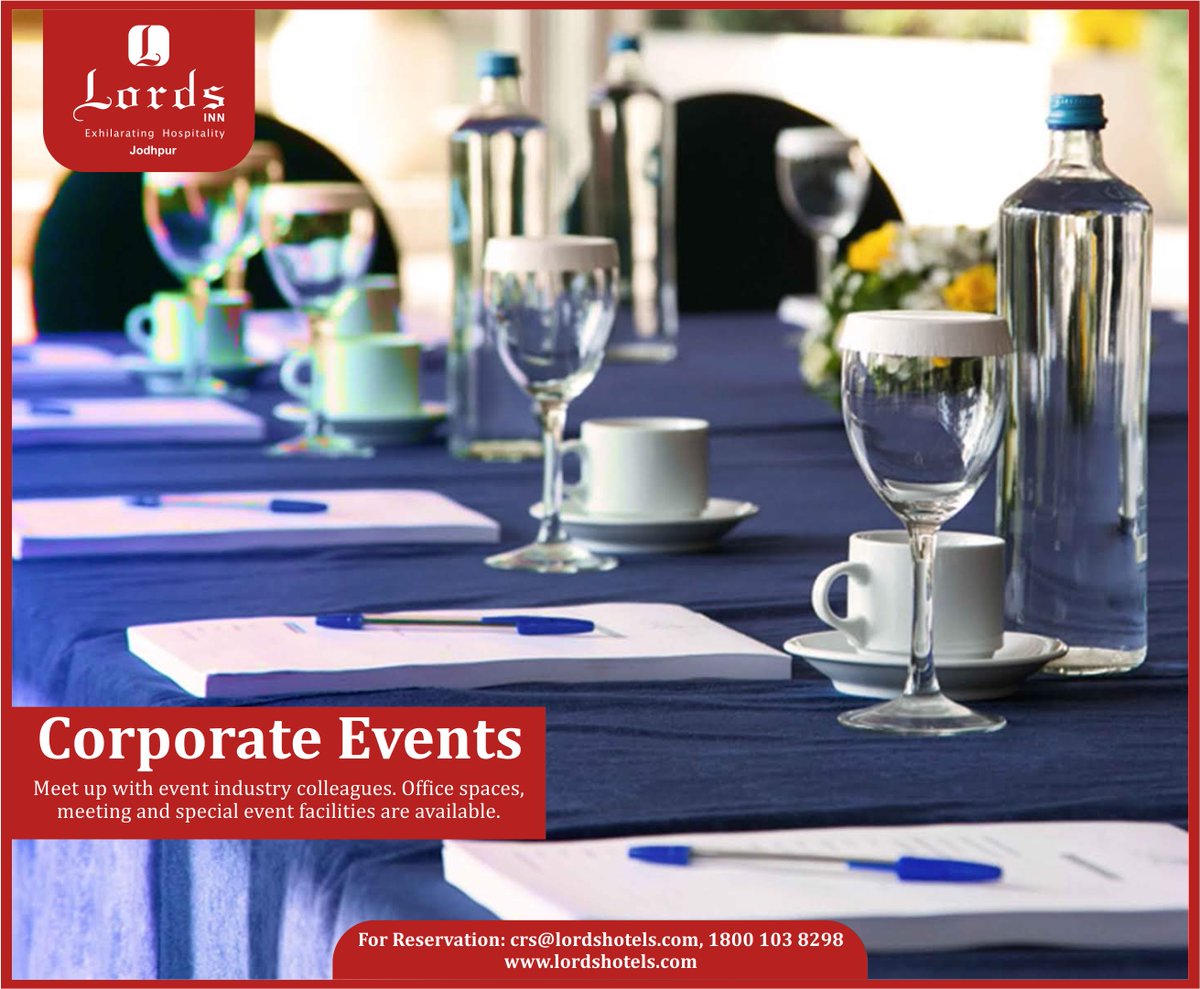 Corporate Events.
Meet up with event industry colleagues. Office spaces, meeting and special event facilities are available. 
Book Now: bit.ly/2PaUOsPlordsin…
#meetingrooms #conferencerooms #businessmeet #businessdeals #hotels #hotelsinjodhpur #businessstay #hotels #restaurants