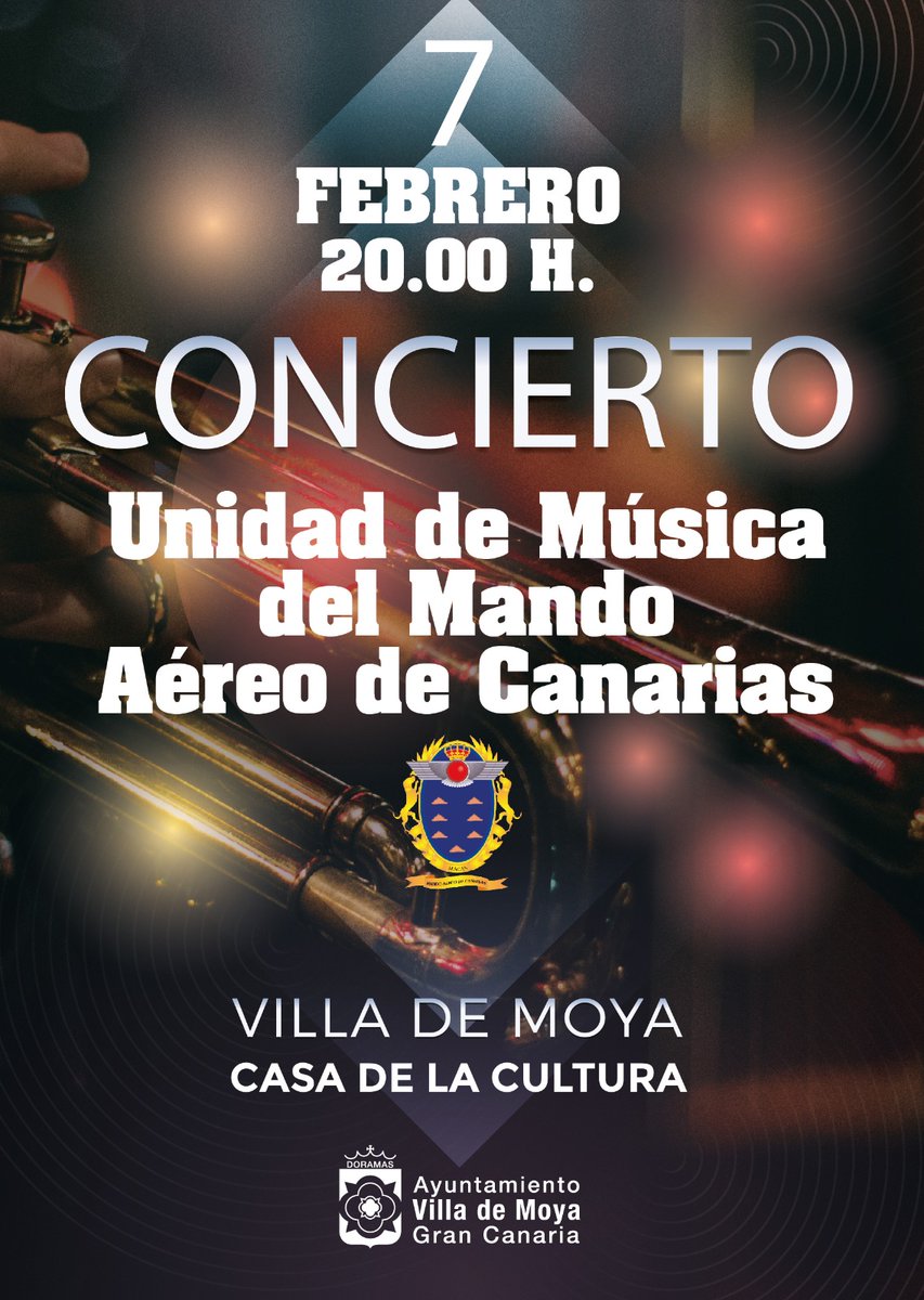 EvenActivMoya's tweet photo. La Casa de la Cultura de la Villa de Moya ofrecerá este viernes 7 de febrero a partir de las 20.00 horas el concierto de la Unidad de Música del Grupo del Cuartel General del Mando Aéreo de Canarias (MACAN). https://t.co/P6VzCxfLs6