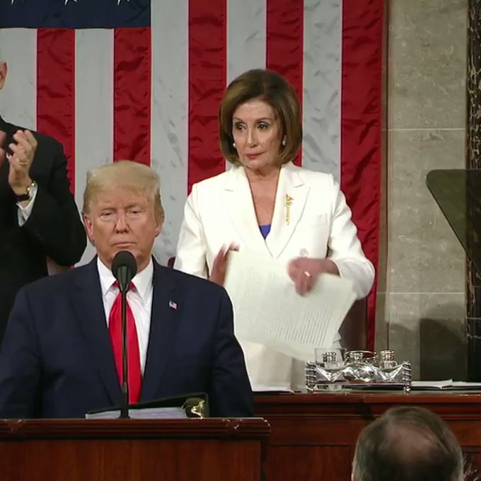 Econplat's tweet photo. SOTU: Nancy Pelosi Tears Trump’s Speech https://t.co/yTGu9kRKcv https://t.co/94tE32EY7c