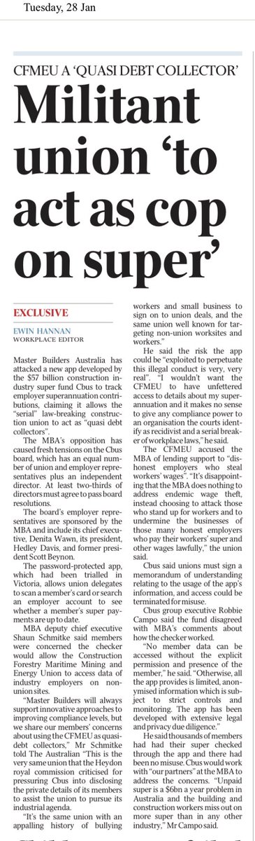 Terrific "exclusive" in Rupert's The Australian. Appears to cover same territory as last Friday's Workplace Express article: workplaceexpress.com.au/nl06_news_sele….