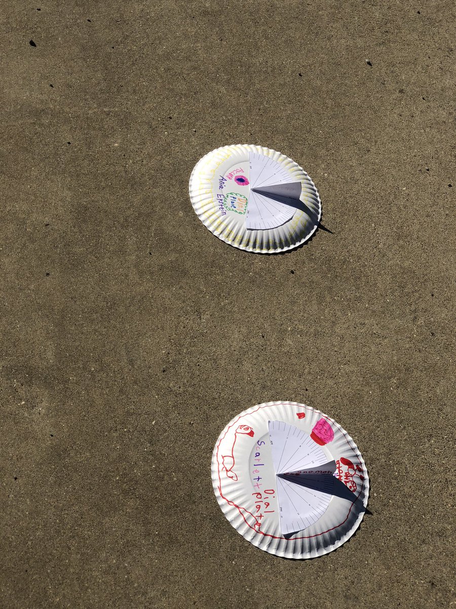 BrandMedlin's tweet image. We finally had a beautiful day to use our sun dials! We had fun measuring our shadows and seeing how they changed throughout the day. We also did a chalk outline of a sign’s shadow and predicted where it would be in 2 hours. #2ndgrade #simplescience