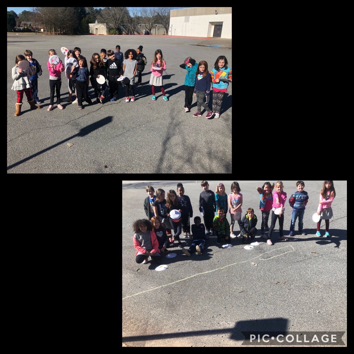 BrandMedlin's tweet image. We finally had a beautiful day to use our sun dials! We had fun measuring our shadows and seeing how they changed throughout the day. We also did a chalk outline of a sign’s shadow and predicted where it would be in 2 hours. #2ndgrade #simplescience