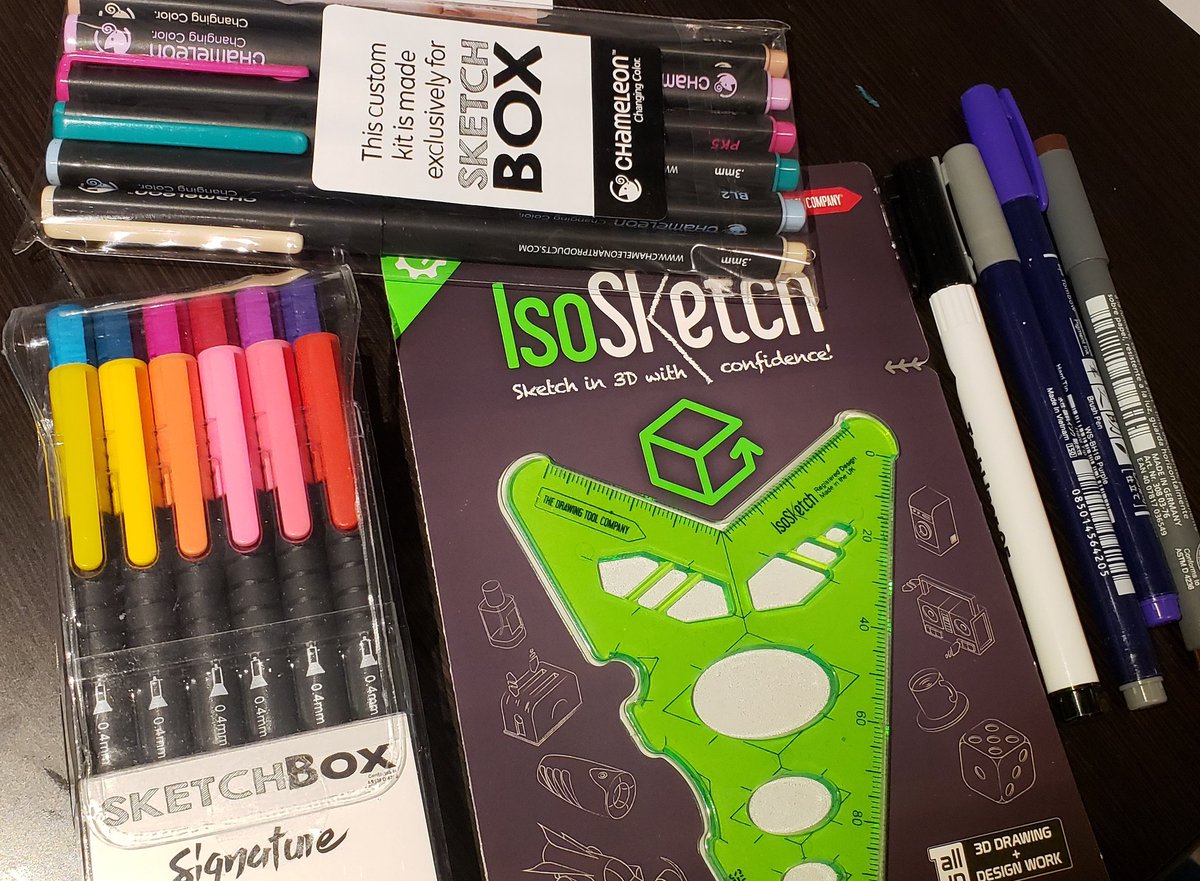 sugarpoultry's tweet image. I loooove this month&apos;s #sketchbox loot!!! 😍 I&apos;ve always wanted to try Chameleons! #artistsontwitter #art #traditionalart