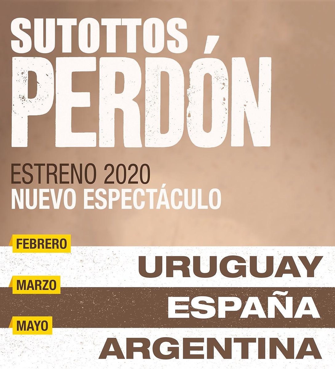 Estreno Internacional de la nueva obra de <a href="/sutottos/">sutottos</a> !
"PERDÓN"
Después de un año de mucho trabajo sale a la luz nuestro nuevo material que  ya tiene lugar en Uruguay, España y en mayo en Argentina!!!