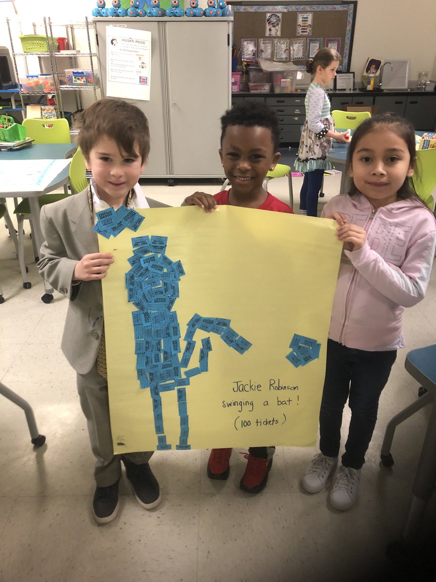 AHuskyste's tweet photo. 100th Day and a few of my classes got to use 100 tickets to create  a picture making connections to their current SS units or something they loved about being a husky  #steam #integrateSS #100thday @hillside_media @HillsideES https://t.co/XMm8t8z1Zu