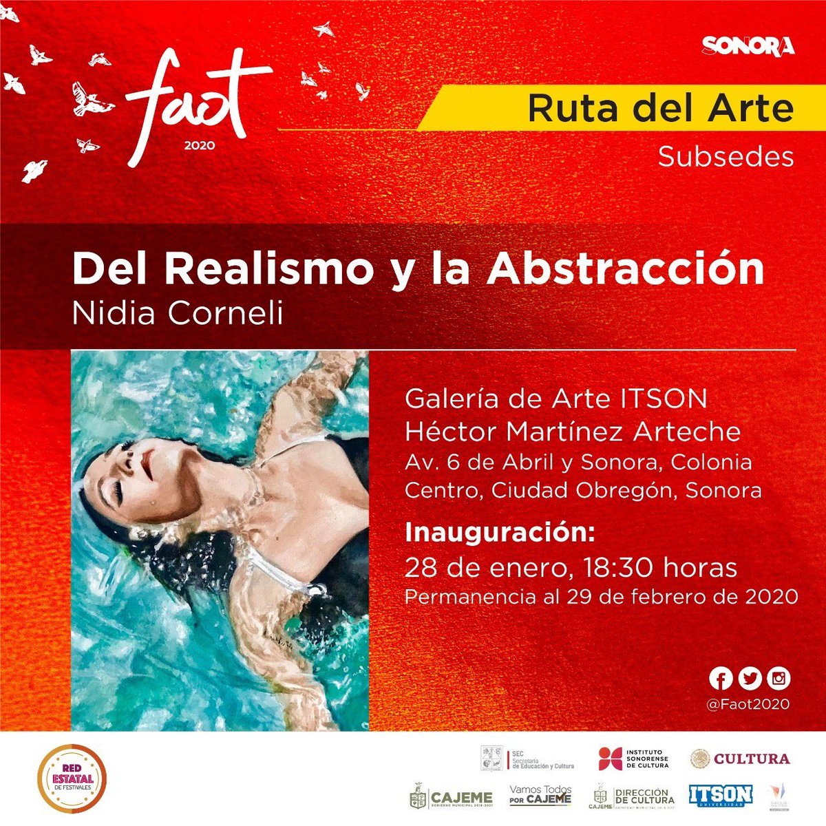 AlinaArteche's tweet photo. Hoy inauguramos la exposición •Del realismo a la abstracción• de Nidia Corneli Noriega en la Galería de Arte ITSON “Héctor Martínez Arteche” #Rutadelarte #Subsede #Cajeme #FAOT2020 🖼✨

Invitados a visitarla hasta el 29 de febrero de 2020 👇🏻 https://t.co/BFNnjdhUeR