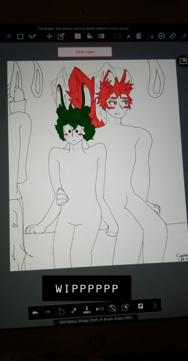 Here is a WIP of some aged up pro hero KiriDeku! 

Based in the Omegaverse of a roleplay I'm doing with a friend! 

They on the train ride home (*´˘`*)♡

(Still deciding on their outfits-)

#BNHA #MHA #Kirideku #omegaverse #bunny #wolf #proheroes