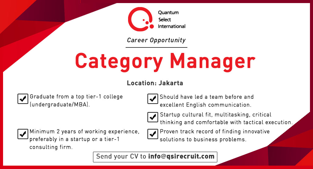 QSIrecruit's tweet photo. Urgently looking for Category Manager, please send your CV to info@qsirecruit.com
#careeropportunity #LOWONGANKERJA #JobVacancy  #jobseeker  #InfoLoker #loker2020 https://t.co/YcF6ZFoDH9