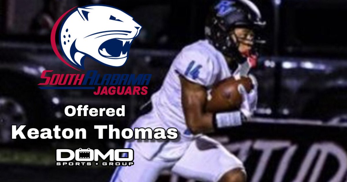 KThomas2022's tweet photo. Greatfully and blessed to be offered by South Alabama!! @CoachLarryHart @harrison2121 @DomoSportsGroup https://t.co/Ns4C2P1goL