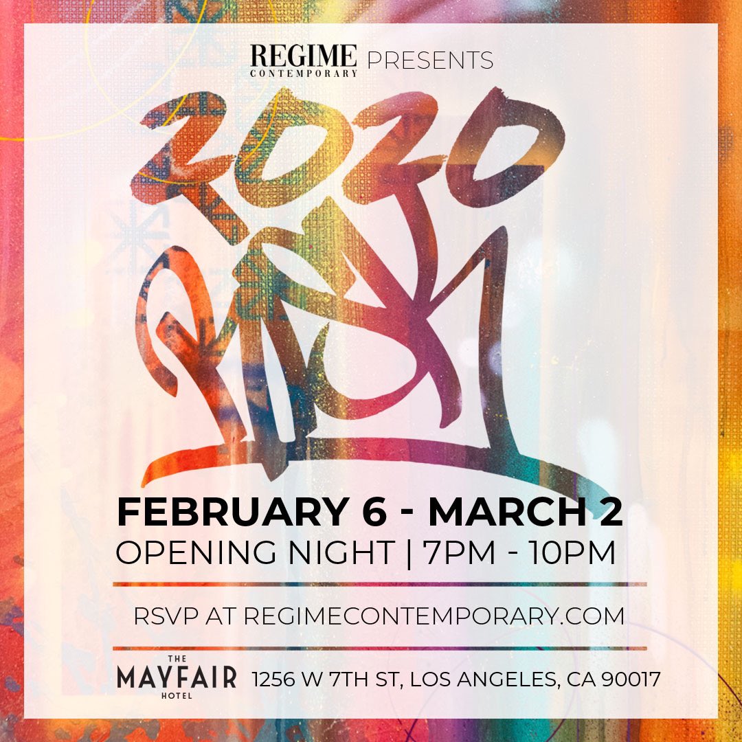 Our Artist in residence <a href="/ogRISK/">OG Risk</a> will be showcasing his latest 2020 art February 6 - March 2 .. Rsvp now at Regimecontemporary.com