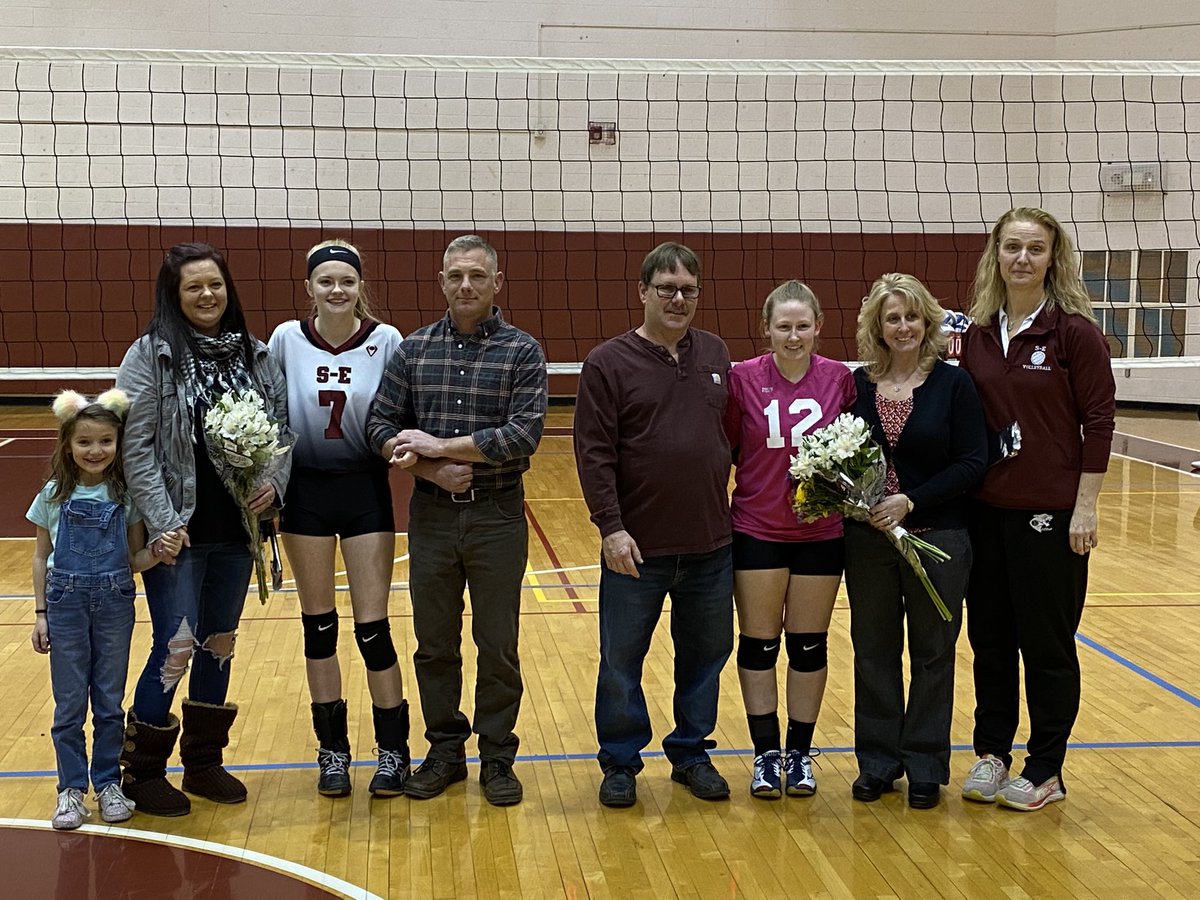 EricSchnabl's tweet photo. Celebrating Lady Marauder Volleyball Senior Night!  Congratulations to Abbie and Makayla on a great season and career!! We are so proud of you!  GO S-E!! https://t.co/Eo4nqnpROg