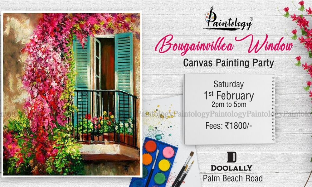 #DailyWorkshop  Bougainvillea Window Canvas Painting Party:By Paintology –  #limitedseats #BookNow <a href="/Skilltivate/">Skilltivate</a> buff.ly/3aJWVOl