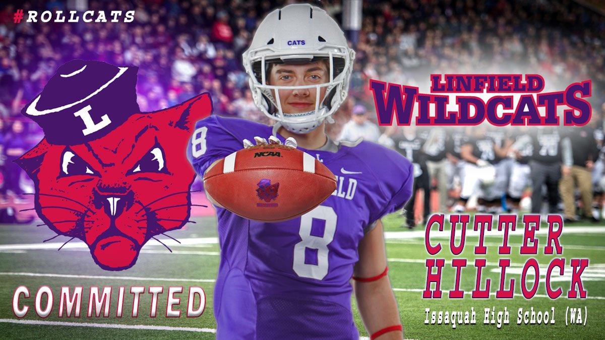 CutterHillock's tweet photo. Been playing this game for so long and it’s finally time for a new chapter. Super excited to announce I am committing to Linfield College! @LinfieldFB @CoachSmithCats @DBCoachFunk #RollCats https://t.co/G31vkwSJ4T