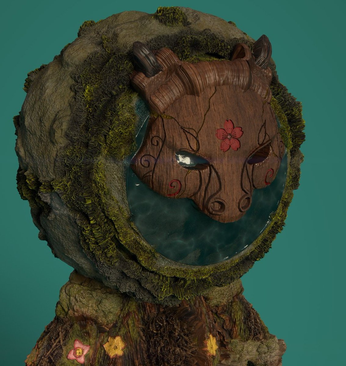 Forgottenpaw's tweet image. Small close up! I still need to work a bit more on the wood. But is time to add the final details to Mr Guardian #MeetMAT2 #games #substancepainter #shading #gameart #texturing #spirit #forest #guardianoftheforest