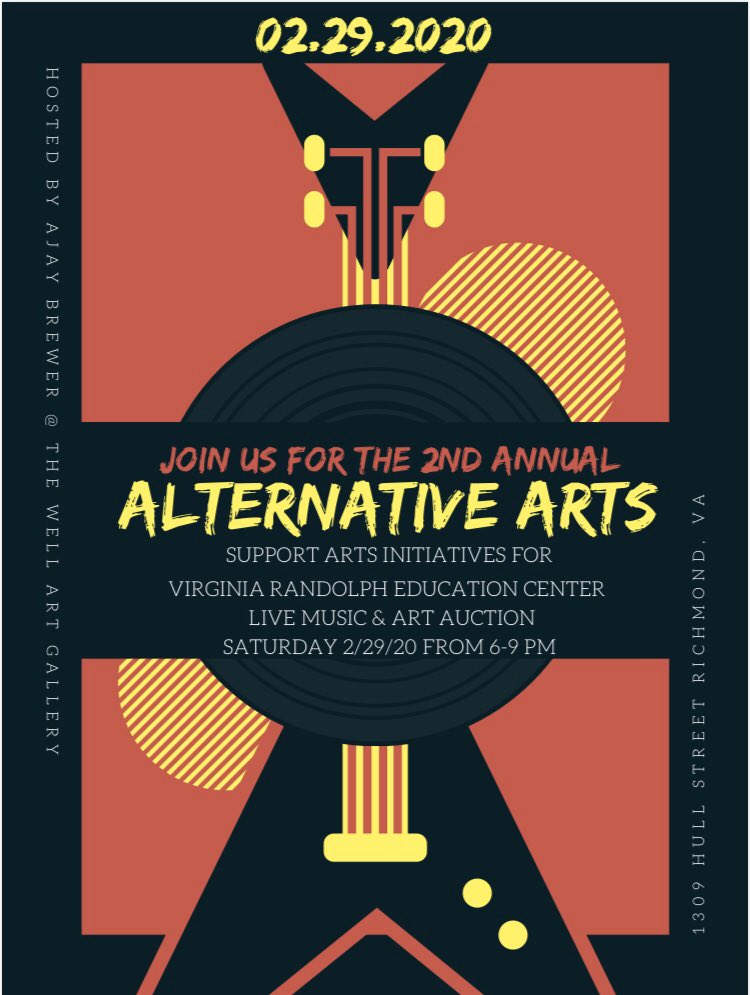 hcpsExEd (@exedhcps) on Twitter photo Mark your calendar and come to the 2nd annual Alternative Arts that supports arts initiatives for <a href="/AVR_VREC/">Campus of Virginia Randolph</a> on Saturday 2/29/20 from 6-9 pm. It will be held at 1309 Hull Street, Richmond, VA. Hope to see you there! Mark your calendar and come to the 2nd annual Alternative Arts that supports arts initiatives for <a href="/AVR_VREC/">Campus of Virginia Randolph</a> on Saturday 2/29/20 from 6-9 pm. It will be held at 1309 Hull Street, Richmond, VA. Hope to see you there!