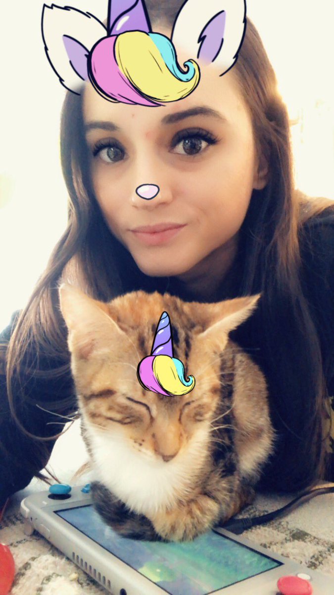 rumbleblu73's tweet photo. Smoll kitty sleeping on the switch 💜 https://t.co/oidh4S0n3u
