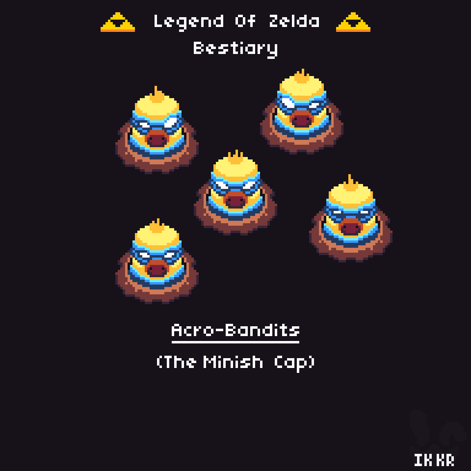 IKnowKingRabbit's tweet photo. A - Acro-Bandits
A team of five strange mole creatures wearing masks.
Games: The Minish Cap
#pixelart #Aseprite #dotpict #ドット絵 #LegendofZelda #ZeldaBestiary #mail24 #Zelda https://t.co/SsrLiCRgIG