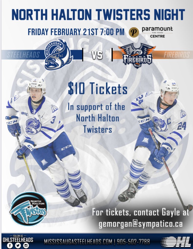 nhgha's tweet photo. Join us for Twister night at the Steelheads game on Friday February 21st 🏒 #OWHA #LLFHL #OHL #Twisters #FeartheTeal https://t.co/jLzq1cO29P