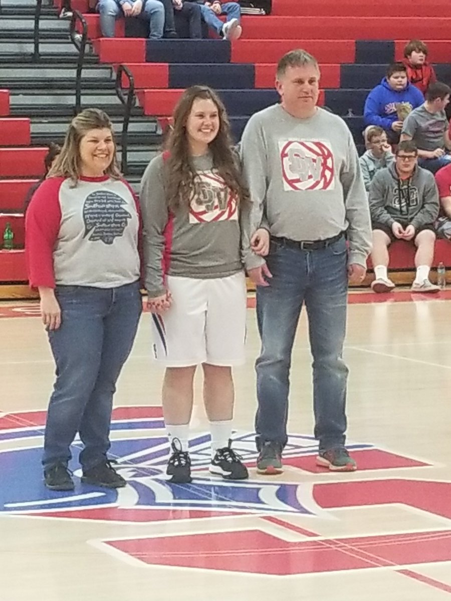 SWShelbySpartan's tweet photo. Congratulations Regan Mangrum on a good career!  The lone senior and leader for the Spartans!! #seniornight https://t.co/nqb84LTb4L