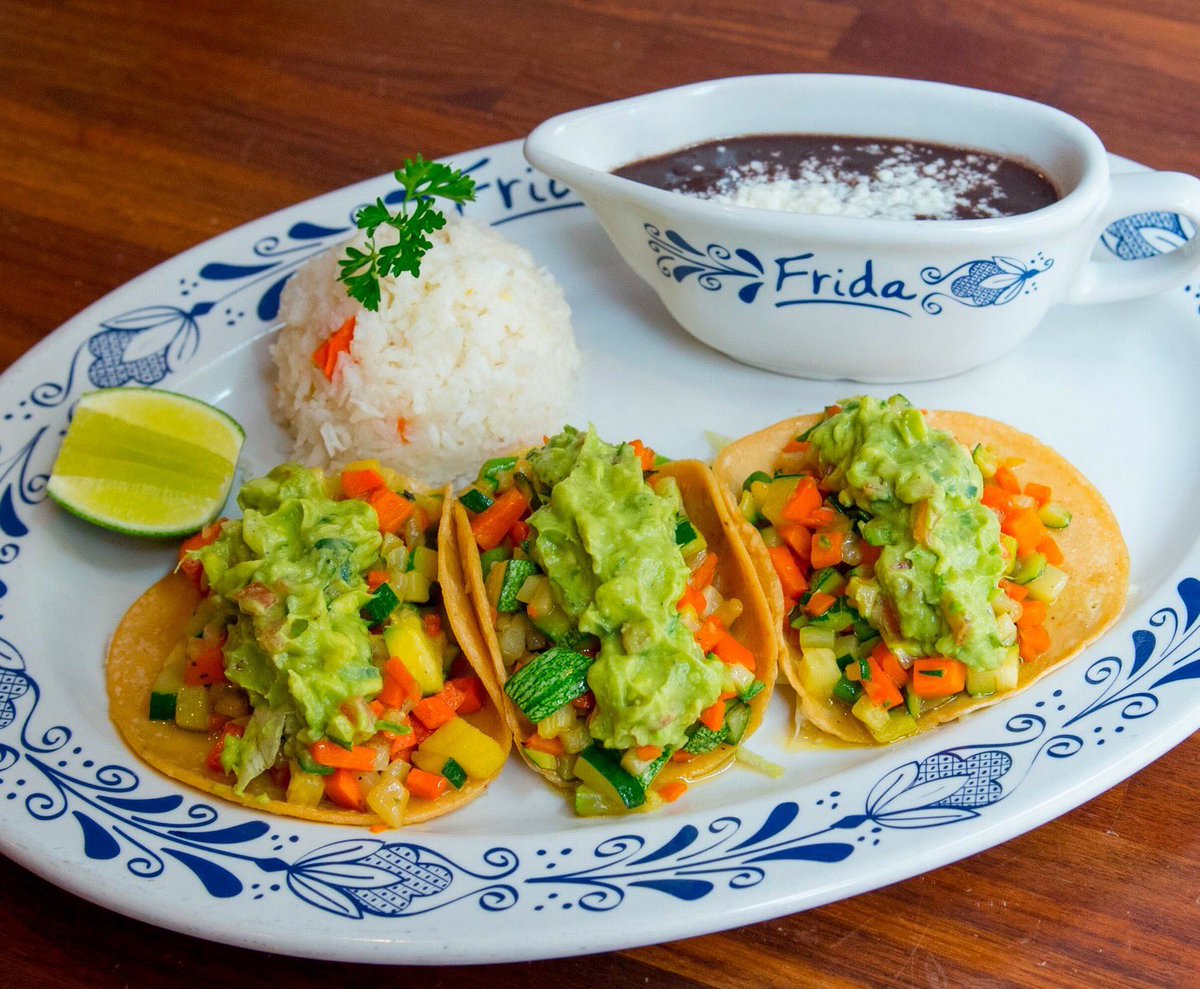 FridaMexCuisine's tweet photo. Keep it light &amp; tasty tonight with a Veggie #TacoTuesday plate! 🥕🥑🥒🥟 We've got deals from now until closing. https://t.co/F62HeUffjs