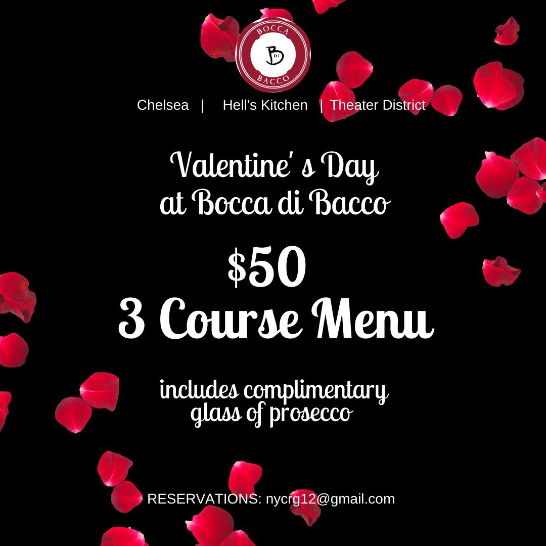 BoccadiBaccoNYC's tweet photo. Our #ValentinesDay menu is here! ❤️ https://t.co/1qsHOoufdT