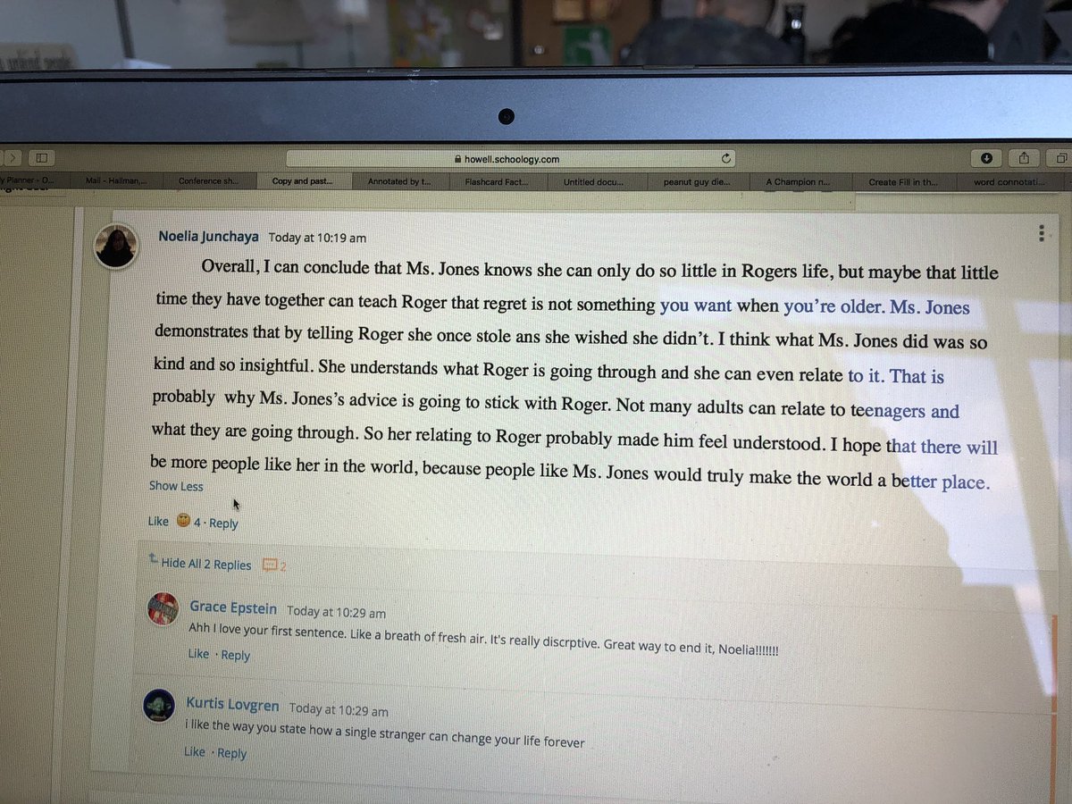 HallmanNicolle's tweet photo. My favorite part about being a LA teacher is witnessing not just growth but the grit to get there. #grit I also love seeing a part of their heart and soul in their writing. #howellwrites https://t.co/HgRI3lhm9s