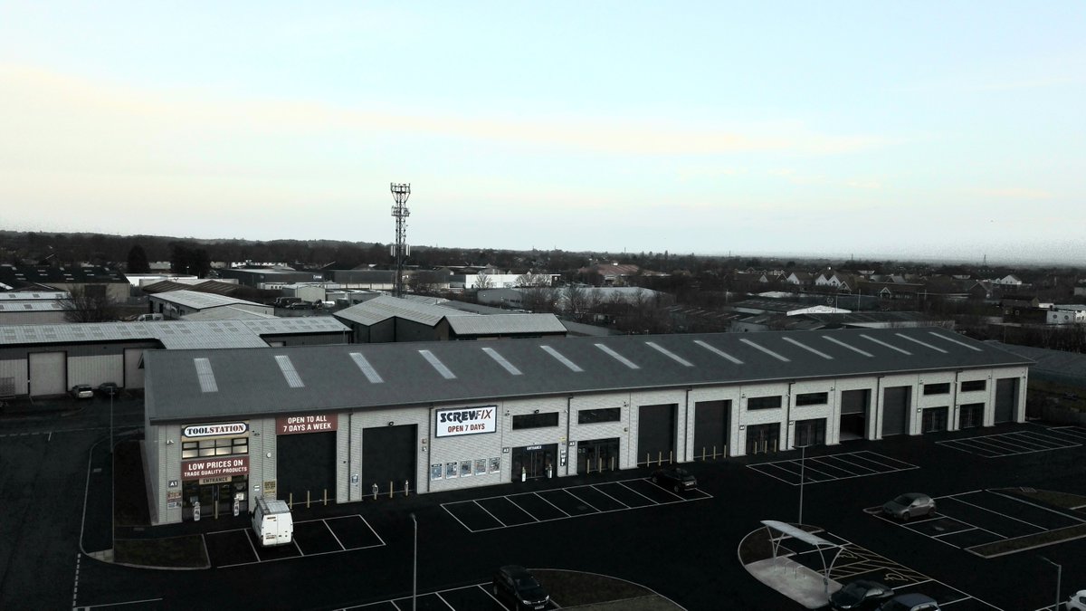 DonkinGroup's tweet photo. Some great aerial shots of a recently completed, multi unit project across two sites, totalling over 70,000 sq.ft of roof area alone. Cladding system provided by both @eurocladuk &amp; @firthsteels with bespoke, aluminium PPC fascias on each unit, all made in house here at our HQ. https://t.co/7LX07GYOIY