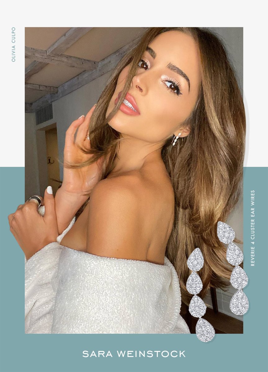 SARAWEINSTOCK's tweet photo. Beloved influencer and model @oliviaculpo  was spotted out in #NewYorkCity wearing our Reverie 4 Cluster Ear Wires. How stunning are our #diamonds on her? 🥰💎✨

Read the journal here:
https://t.co/D5zbSZku01 https://t.co/ttpavRwsGA