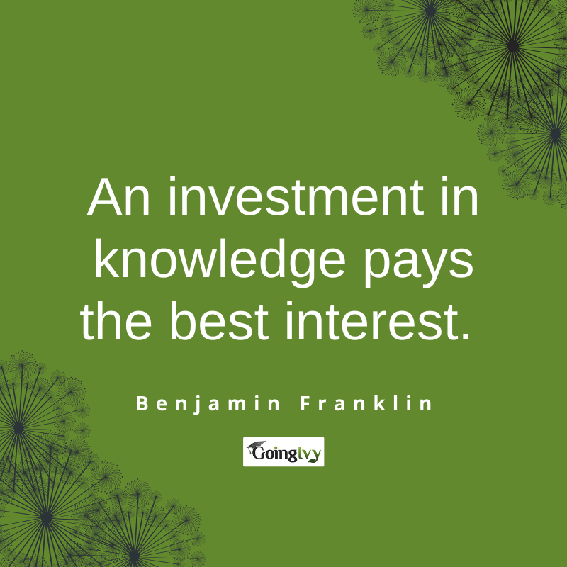 GoingIvy's tweet photo. An investment in knowledge pays the best interest. - Benjamin Franklin
#motivational https://t.co/ZgTb6CUkMh
