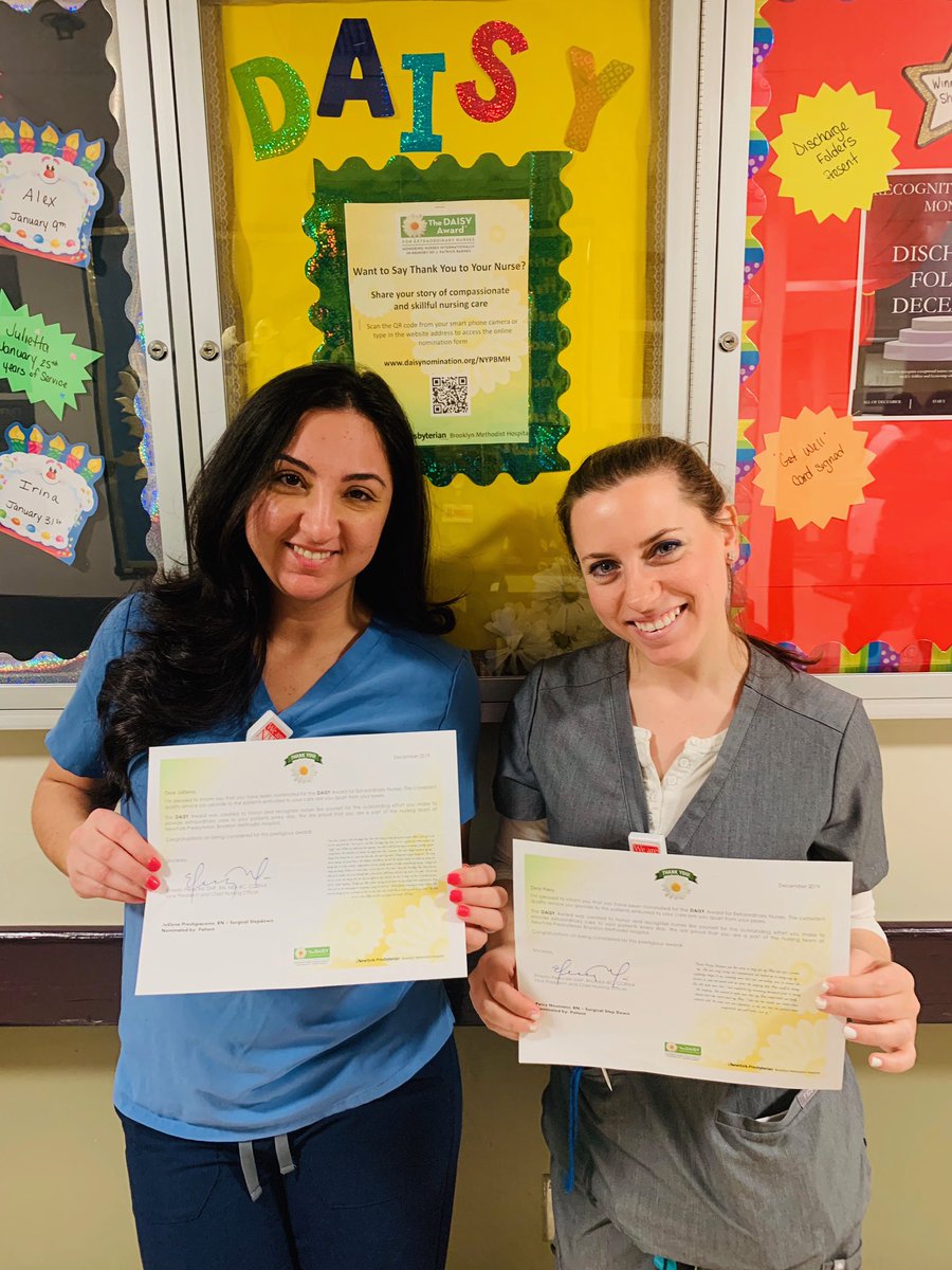 So proud of my nurses! Congrats to Perry, RN and JoElena, RN for receiving DAISY nominations in December! #stepdownsteppingup <a href="/ErnestoPMir/">Ernesto Perez-Mir</a> <a href="/AshleyMattia3/">Ashley Mattia</a> <a href="/NypbmhSd/">NYPBMH_SD</a> <a href="/NypbmhD/">NYPBMH_DAISY</a> <a href="/NurseNatalie_/">NurseNatalie</a>