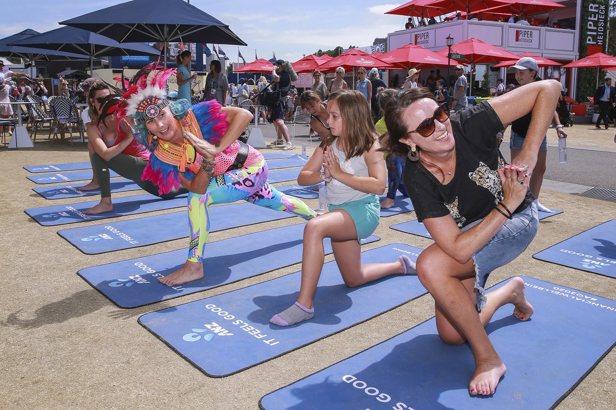 People participating in Disco Yoga at the Australian Open