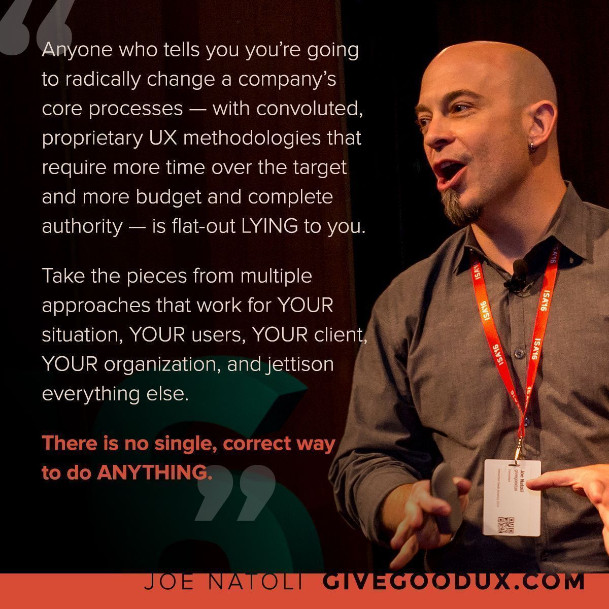 joenatoli's tweet photo. I want you to DELETE "we can't" and "they won't let me" from your vocabulary. 

You always have an option: do it anyway. Carve out an hour somewhere, Google your competition, social media. See what people are pissed off about. Audit a competitor's product.

DO something.

#UX https://t.co/xPXEzgAR9x