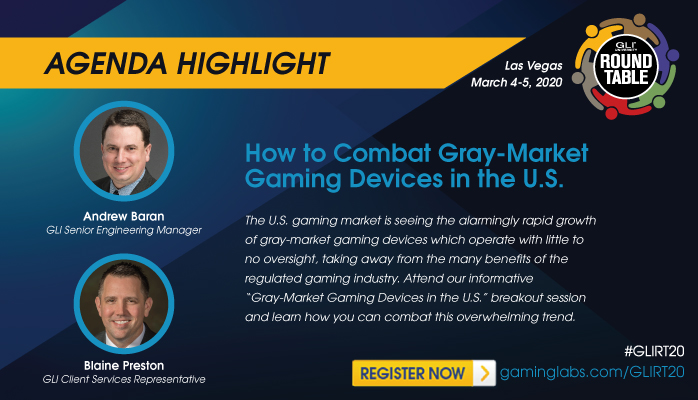GamingLabsInt's tweet photo. ROUNDTABLE HIGHLIGHT: "How to Combat Gray-Market Gaming Devices in the US" This session deals w/ combating the gray-market of gaming devices & how they take away from the regulated marketplace. For more sessions & to register, visit: https://t.co/aZlO0qNQhg #GamingLabs #GLIRT20 https://t.co/ZUyCwlVra7