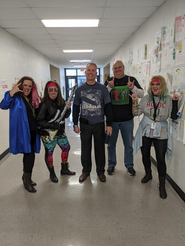 Ebethglove's tweet image. Decades Day for Literacy Week! Social Studies rocks!  80s Rocks! @WhartonWildcats @SgaWharton #WeAreWharton