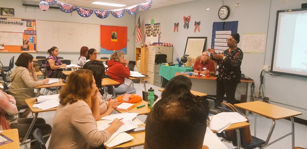 AmericanAdultEd's tweet photo. Our Vice Principal of the Year nominee, Ms. McCullough, visits the HML Adult Ed. Family to guide and enlight. #RingofExcellence #IgniteTheVision @MDCPS @MDCPSOperations https://t.co/XiO99tKl0A