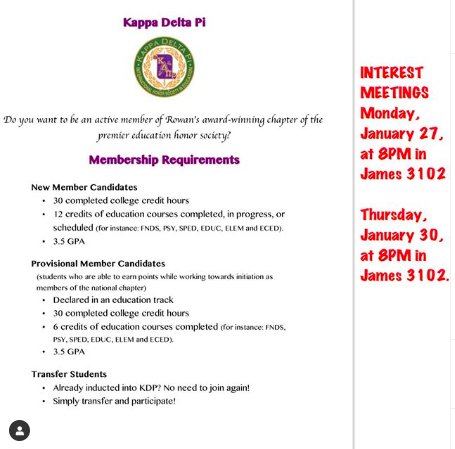 ProfHof's tweet photo. Join us for an interest meeting about @rowan_kdp this Thursday! Our chapter of #KDP's international honor society in education is a dynamic group of future educators! #dedicatedtoteaching #qualitylearningforall #interdisciplinary @RowanCED @RowanUniversity https://t.co/H5w1czVdbw