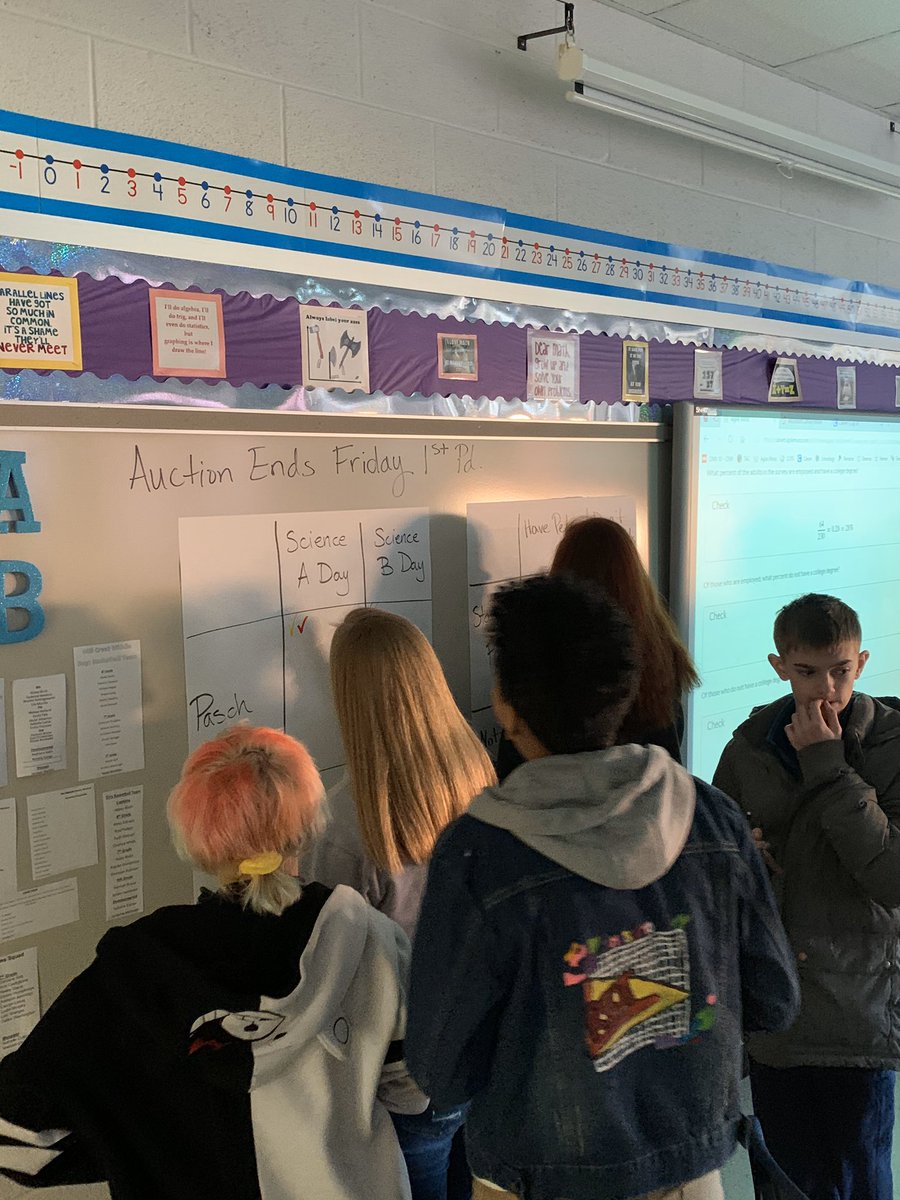 MillCreekMSCCPS's tweet photo. Mrs. Murphy’s always finding a way make math relevant and relatable. Today students were Working on categorical two way tables during class. #WhoHas #MathFun https://t.co/uFYcDwrcXU