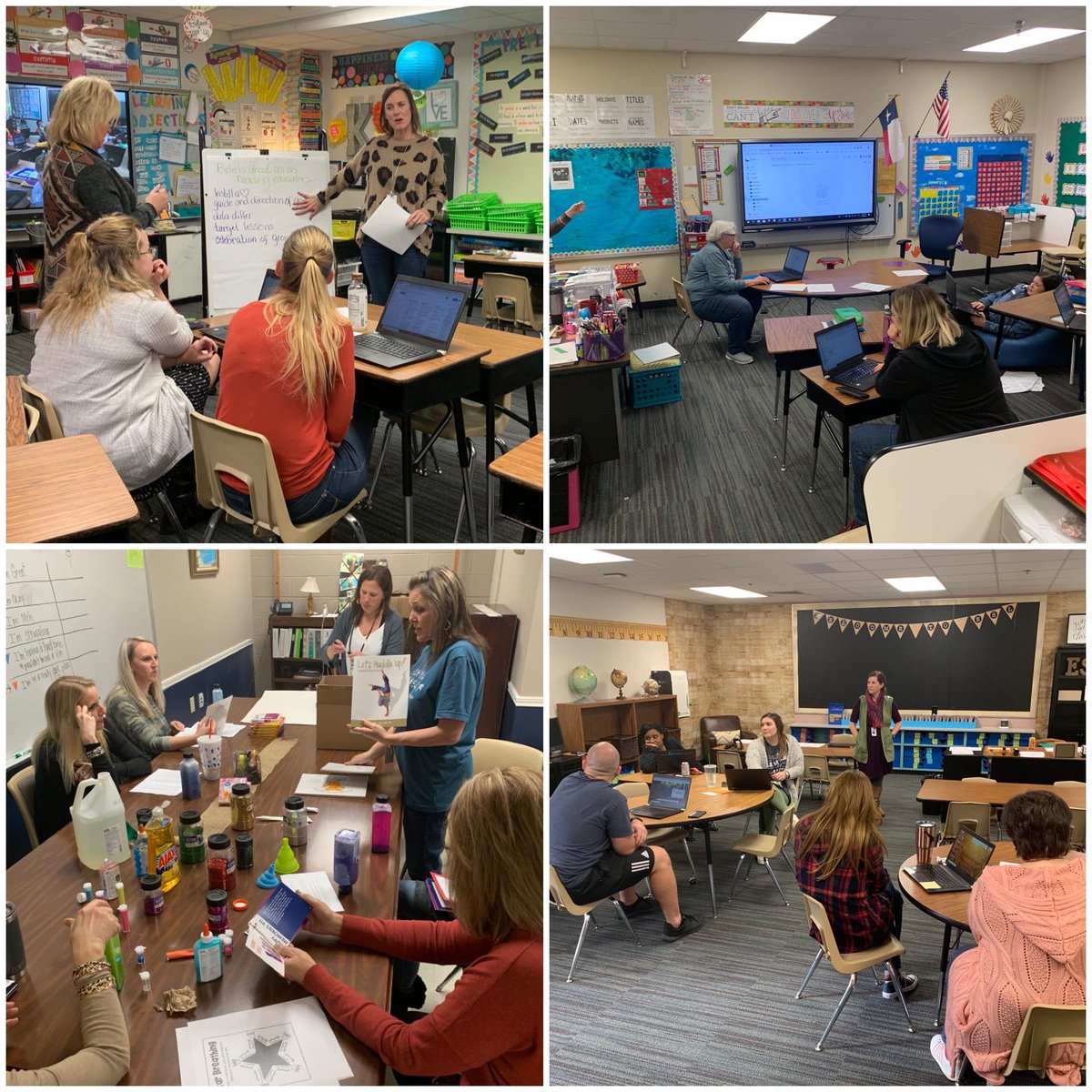 CLP_Elementary's tweet photo. Educator Choice Sessions after school today focused on •Math Workshop•Engament through Learner Talk•Google Forms •Google Read&Write•RLA•SEL Make and Take. Learning for all at our CLP #PLC.🤓 #loveclp #hardworkingeducators https://t.co/2ALVcKPPth