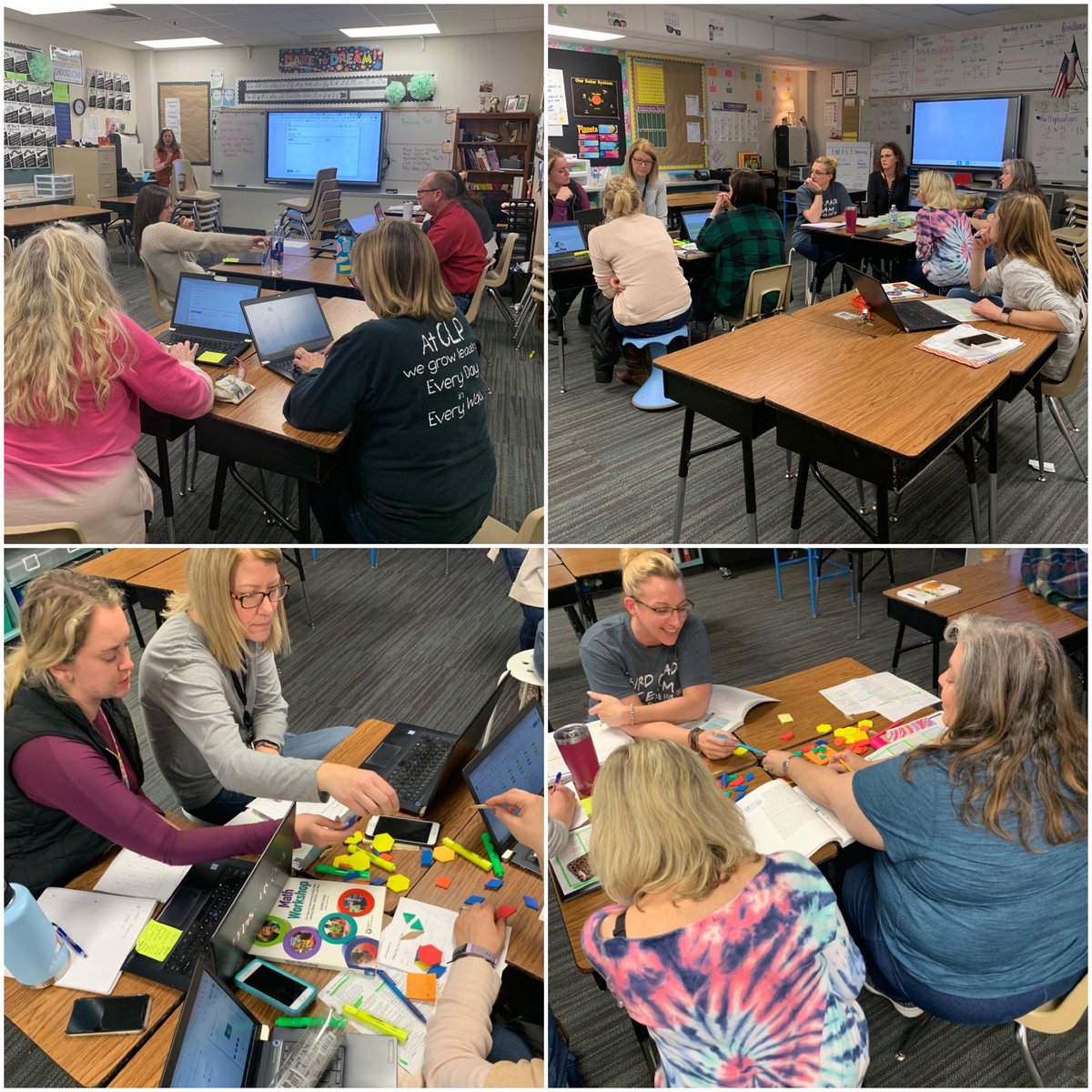 CLP_Elementary's tweet photo. Educator Choice Sessions after school today focused on •Math Workshop•Engament through Learner Talk•Google Forms •Google Read&Write•RLA•SEL Make and Take. Learning for all at our CLP #PLC.🤓 #loveclp #hardworkingeducators https://t.co/2ALVcKPPth