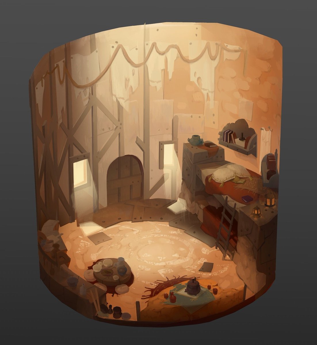 Ringarune's tweet photo. Interior design for a desert village #gamedev #gameart #conceptart #visualdevelopment https://t.co/4tJp9zKwDc