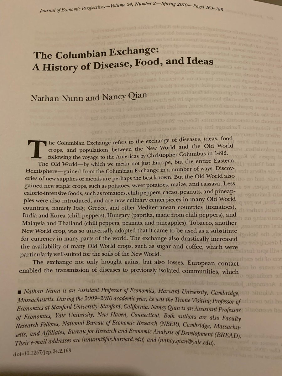 <a href="/DrNathanNunn/">Nathan Nunn</a> <a href="/DrNathanNunn/">Nathan Nunn</a> jist found out *today* that my friend <a href="/lunascientific/">Rafael</a> child is reading your paper in AP History class. This is amazing to see how your work is shaping future generations. Well deserved honor!